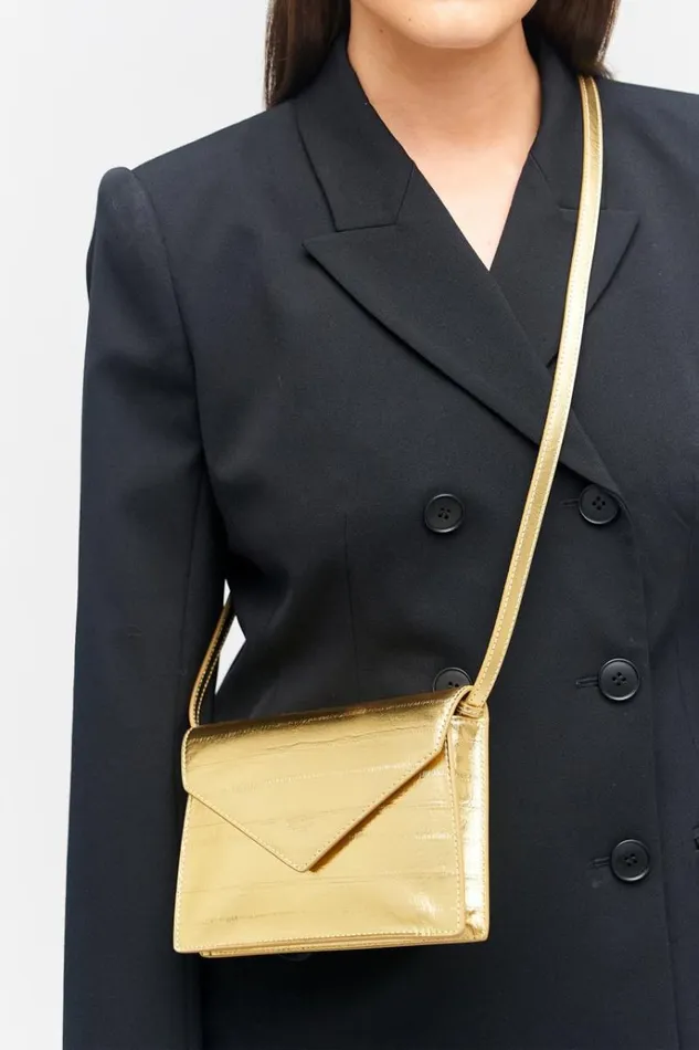 Oroton Clutches Women Mia Texture Clutch Gold Metallic