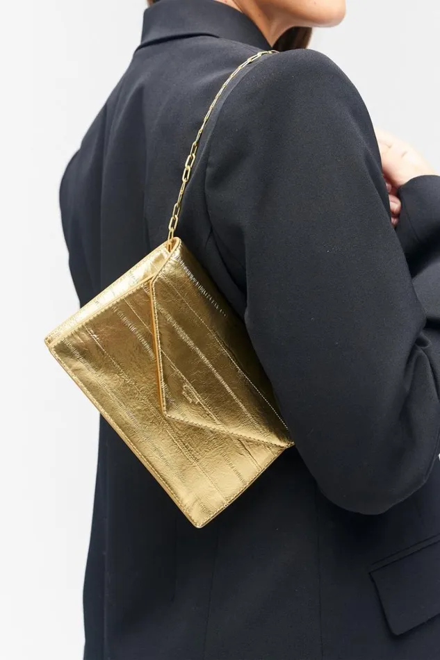 Oroton Clutches Women Mia Texture Clutch Gold Metallic