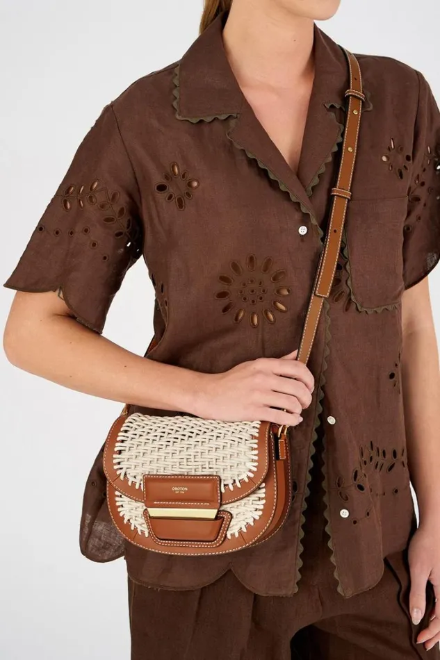 Oroton Crossbody Women Dahlia Collectable Saddle Bag Amber