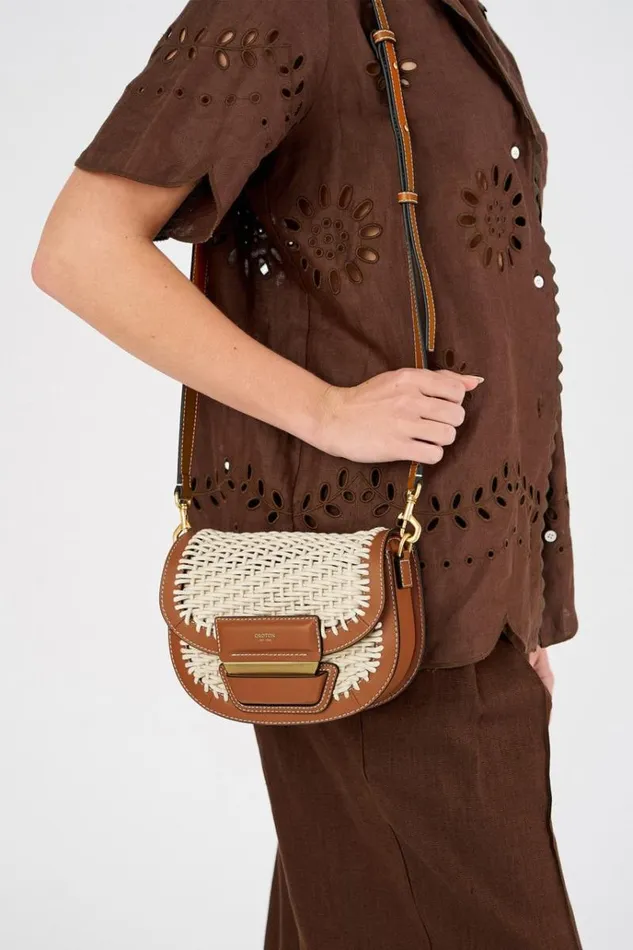 Oroton Crossbody Women Dahlia Collectable Saddle Bag Amber