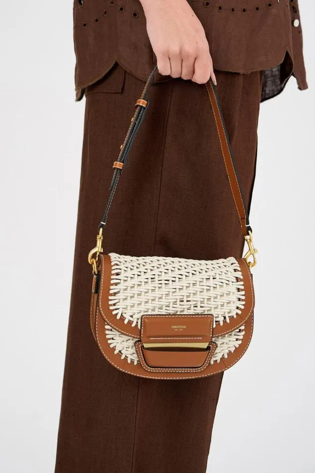 Oroton Crossbody Women Dahlia Collectable Saddle Bag Amber