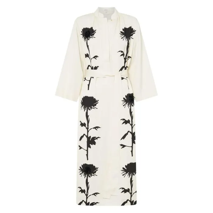 Oroton Dresses Women Graphic Floral Print Dress Antique Cream