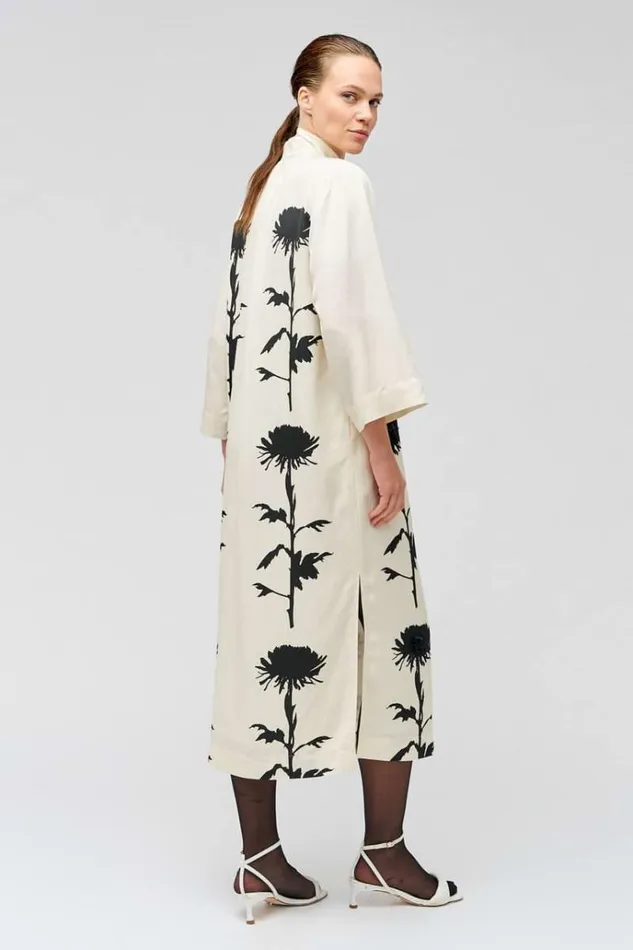 Oroton Dresses Women Graphic Floral Print Dress Antique Cream