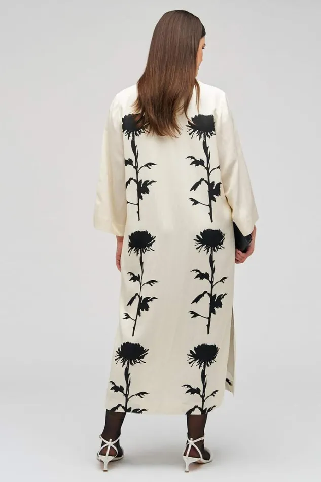 Oroton Dresses Women Graphic Floral Print Dress Antique Cream