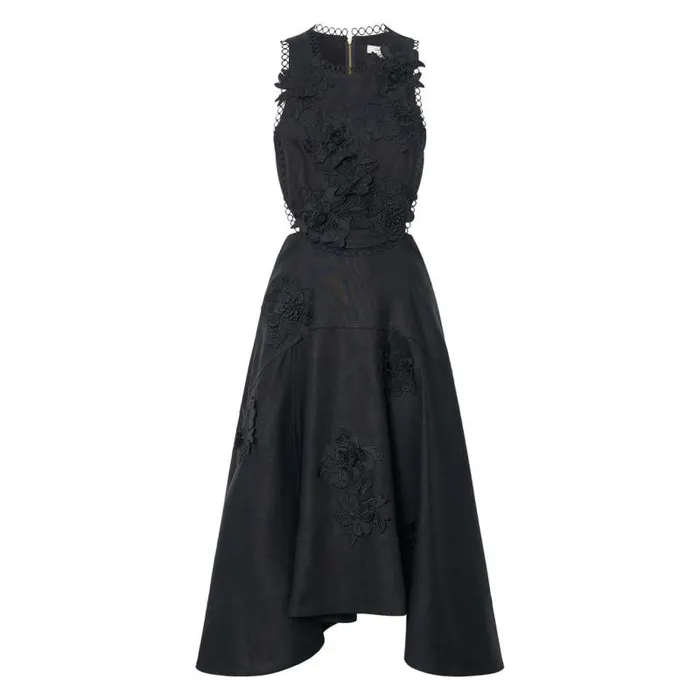 Oroton Dresses Women Lace Flower Midi Dress Black