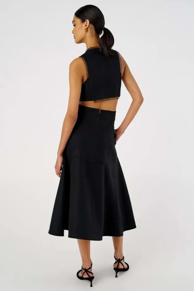 Oroton Dresses Women Lace Flower Midi Dress Black