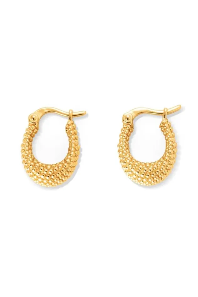 Oroton Earrings Jewellery Caterina Textured Huggie 18k Gold