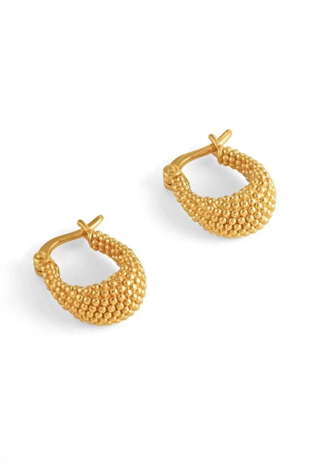 Oroton Earrings Jewellery Caterina Textured Huggie 18k Gold