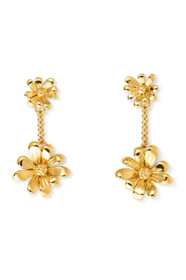 Oroton Earrings Jewellery Daisy Drop Studs 18k Gold