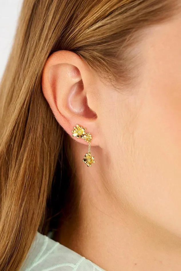 Oroton Earrings Jewellery Daisy Drop Studs 18k Gold