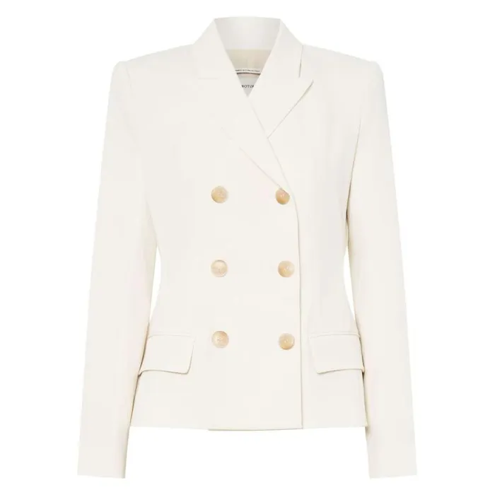 Oroton Jackets and Outerwear Women Shaped Double Breasted Blazer Milk