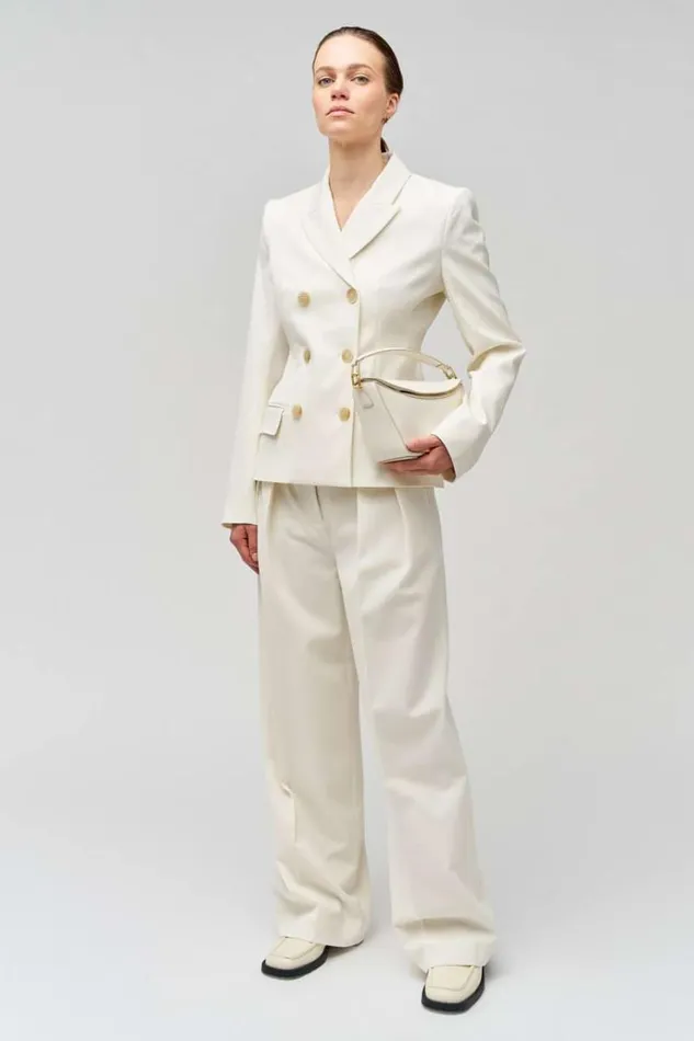 Oroton Jackets and Outerwear Women Shaped Double Breasted Blazer Milk