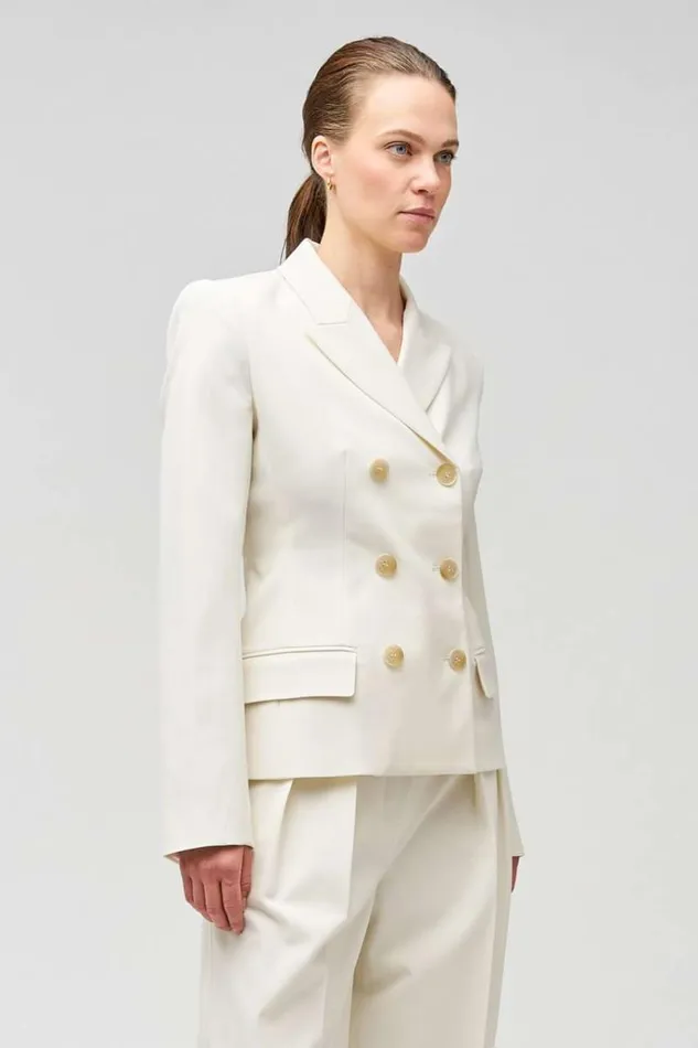 Oroton Jackets and Outerwear Women Shaped Double Breasted Blazer Milk