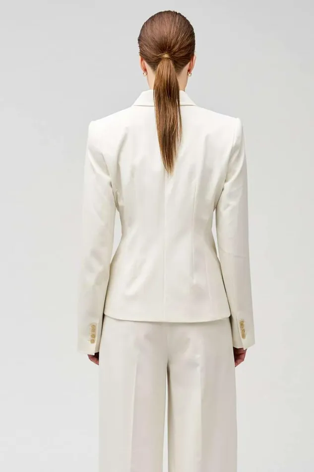 Oroton Jackets and Outerwear Women Shaped Double Breasted Blazer Milk
