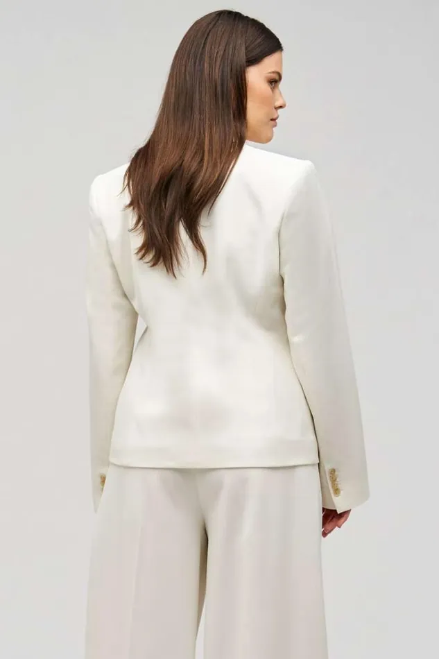 Oroton Jackets and Outerwear Women Shaped Double Breasted Blazer Milk