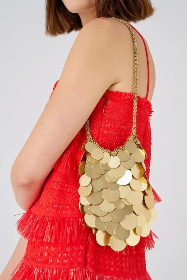 Oroton Mini Bags Women Vera Circular Paillettes Bag Worn Gold