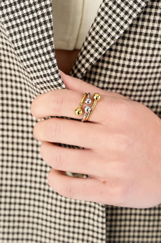 Oroton Rings Jewellery Sphere Split Ring Goldsilver