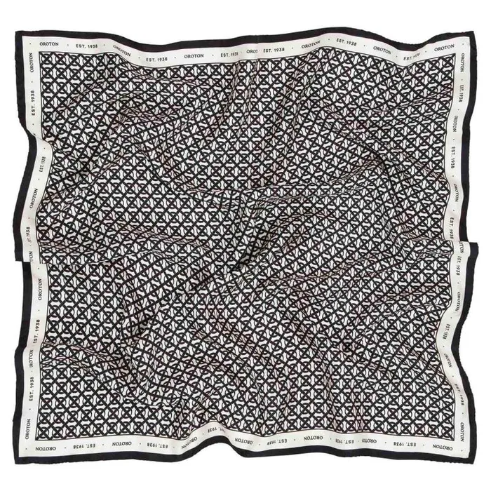 Oroton Scarves Accessories All Over Logo Silk Scarf Creamblack