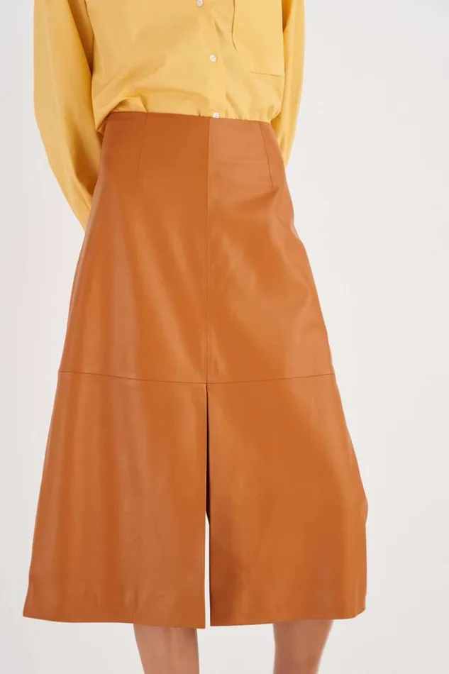 Oroton Skirts Women Leather Skirt Tan