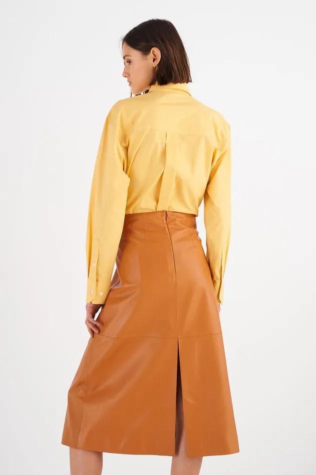 Oroton Skirts Women Leather Skirt Tan