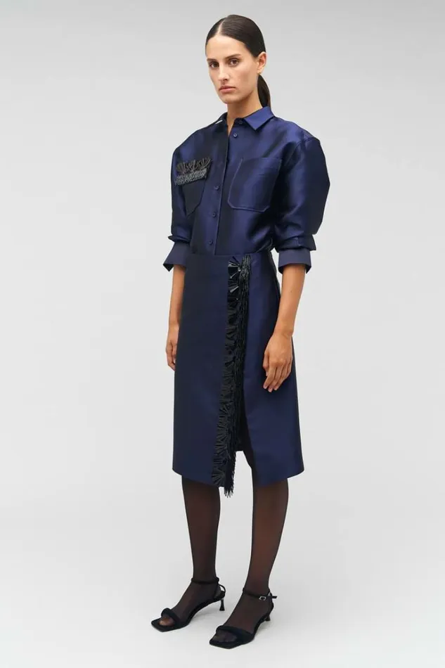 Oroton Skirts Women Wrap Skirt With Fringe Beading North Sea