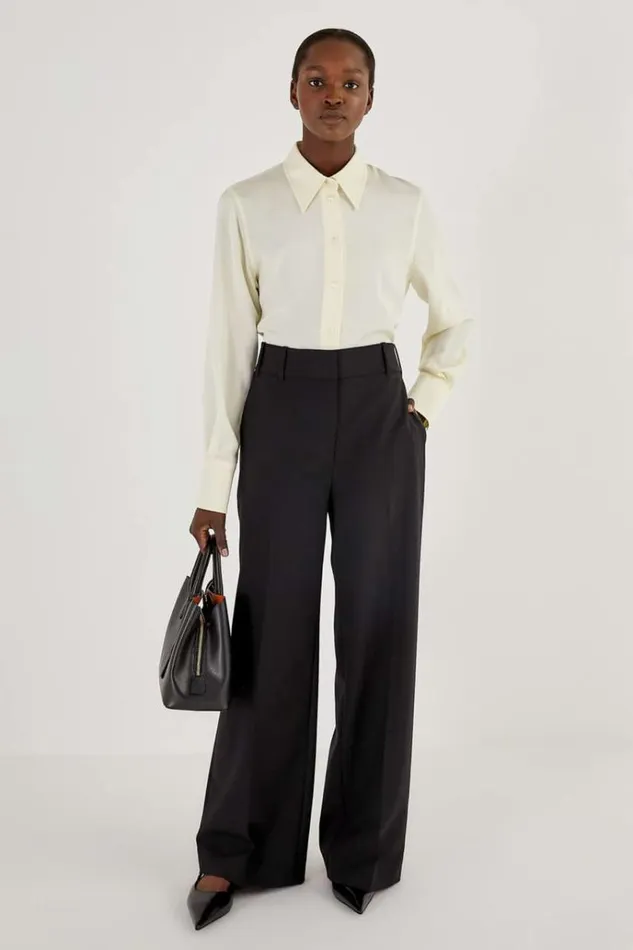 Oroton Suiting Women Flat Front Pant Black