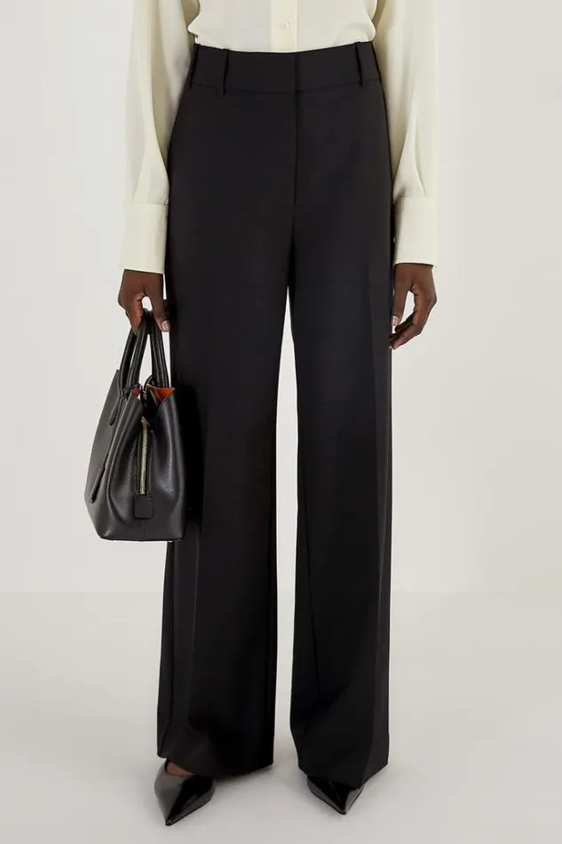 Oroton Suiting Women Flat Front Pant Black