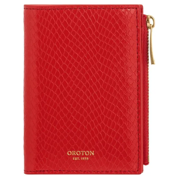 Oroton Wallets Accessories Mia Texture 10 Credit Card Mini Zip Wallet True Red