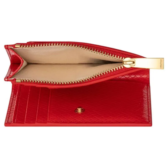 Oroton Wallets Accessories Mia Texture 10 Credit Card Mini Zip Wallet True Red