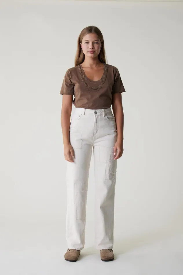 Pants and Jeans Women Leon and Harper Francois Multi Jeans Off White