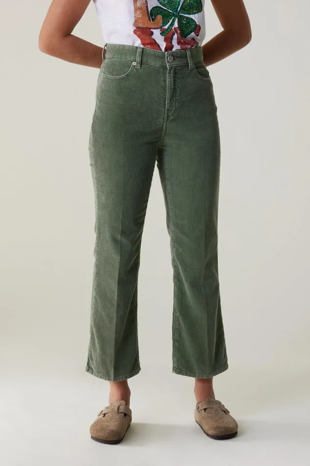 Pants and Jeans Women Leon and Harper Pipou Plain Trousers Green