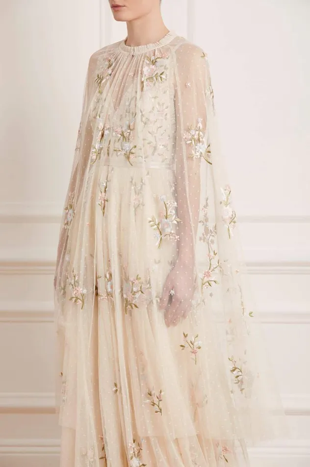 Petunia Midaxi Cape Champagne Women Needle and Thread Capes