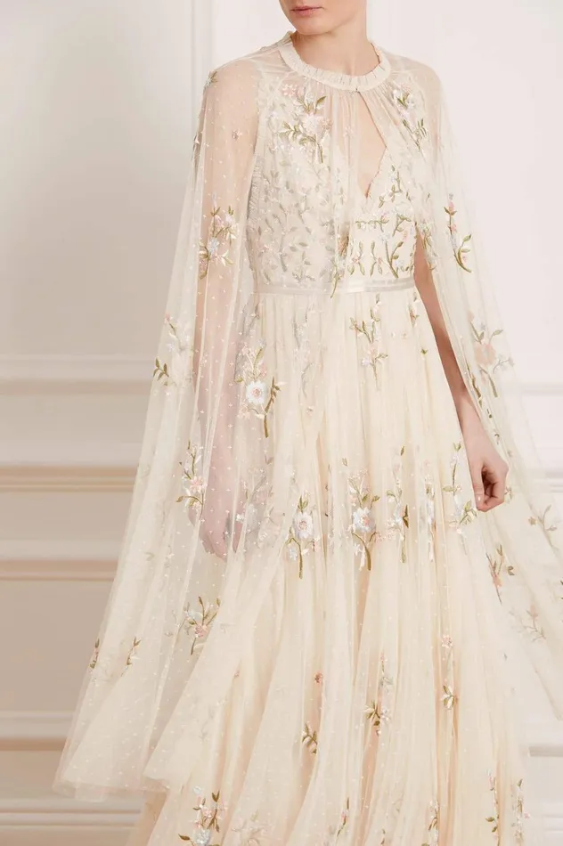 Petunia Midaxi Cape Champagne Women Needle and Thread Capes