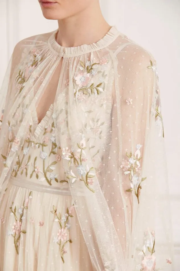 Petunia Midaxi Cape Champagne Women Needle and Thread Capes