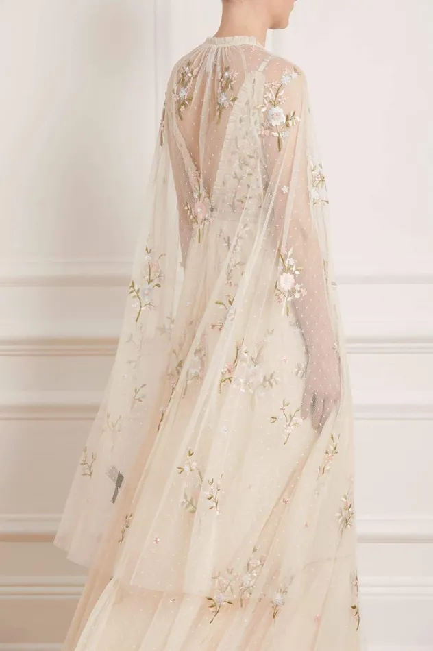 Petunia Midaxi Cape Champagne Women Needle and Thread Capes