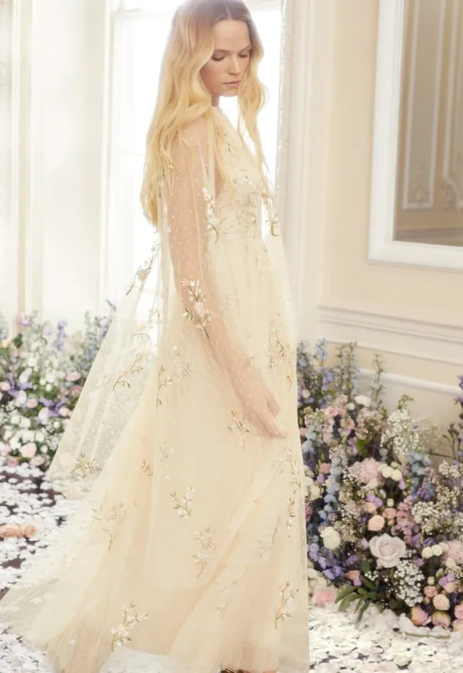 Petunia Midaxi Cape Champagne Women Needle and Thread Capes
