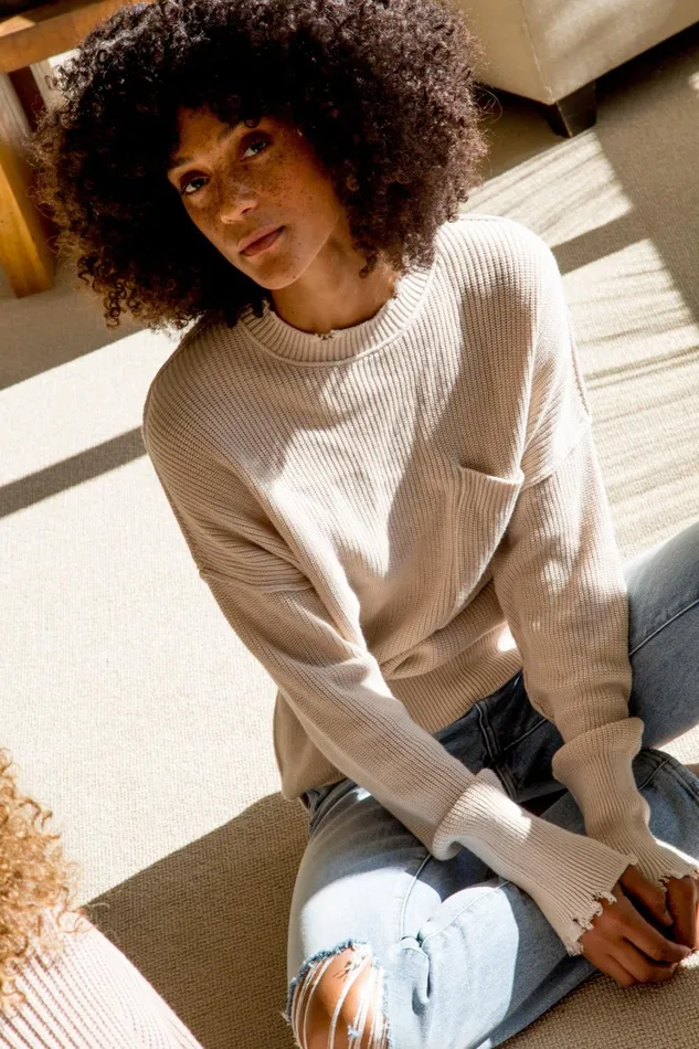 Pistola Denim Darya Oversized Crewneck Pullover 8211 Dove Women Sweaters