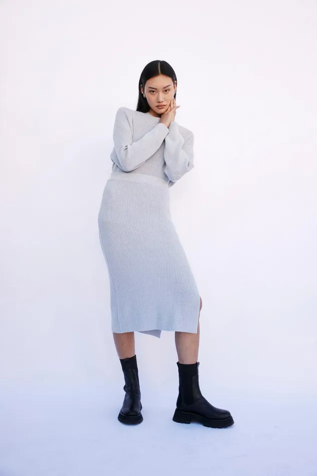Pistola Denim Margie Sweater Skirt 8211 Ash Blue Women Skirts