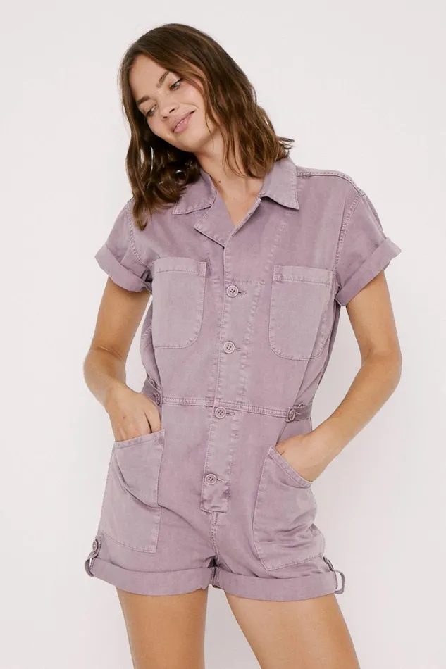 Pistola Denim Parker Field Suit Short 8211 Lilac Dust Women Jumpsuits and Dresses