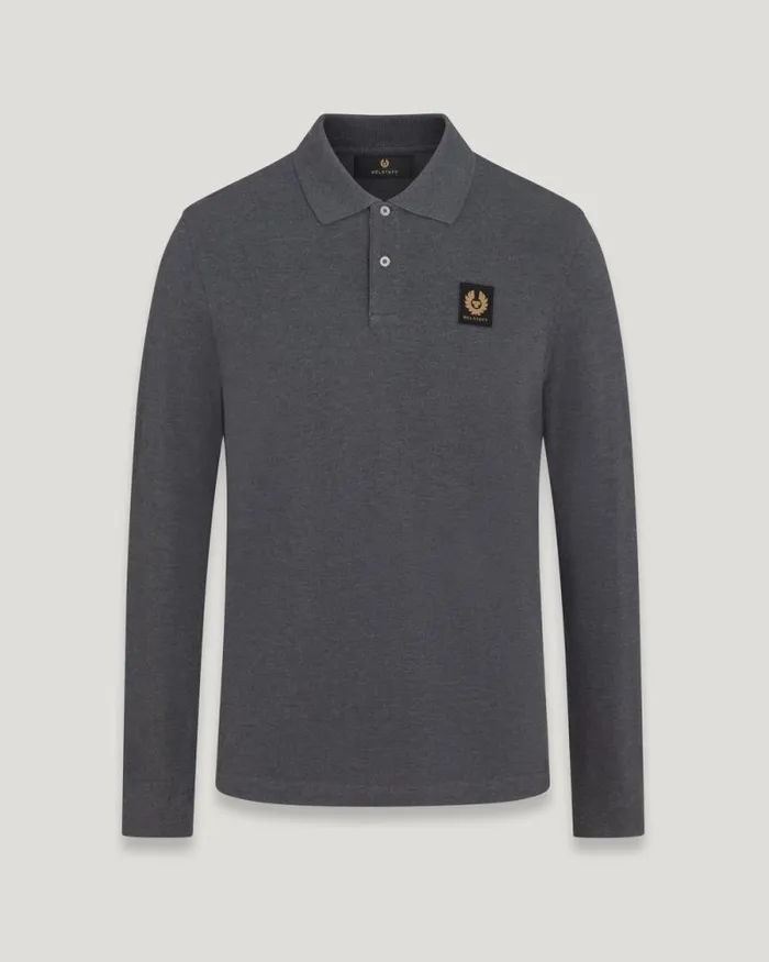 Polo Shirts Men Belstaff Belstaff Long Sleeved Polo Charcoal Heather