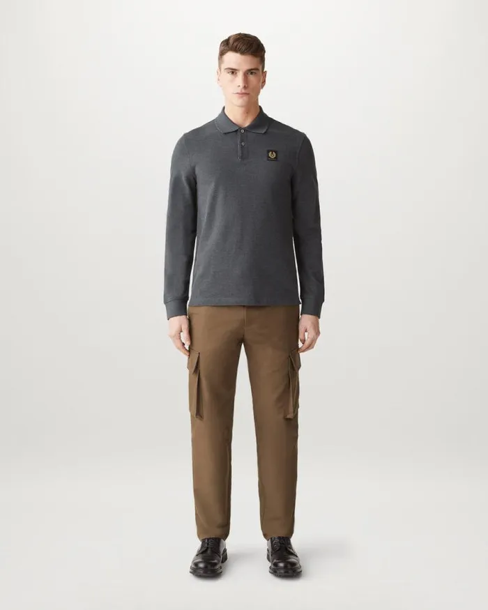 Polo Shirts Men Belstaff Belstaff Long Sleeved Polo Charcoal Heather Polo Shirts Men Belstaff Belstaff Long Sleeved Polo Charcoal Heather