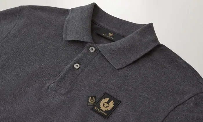 Polo Shirts Men Belstaff Belstaff Long Sleeved Polo Charcoal Heather Polo Shirts Men Belstaff Belstaff Long Sleeved Polo Charcoal Heather