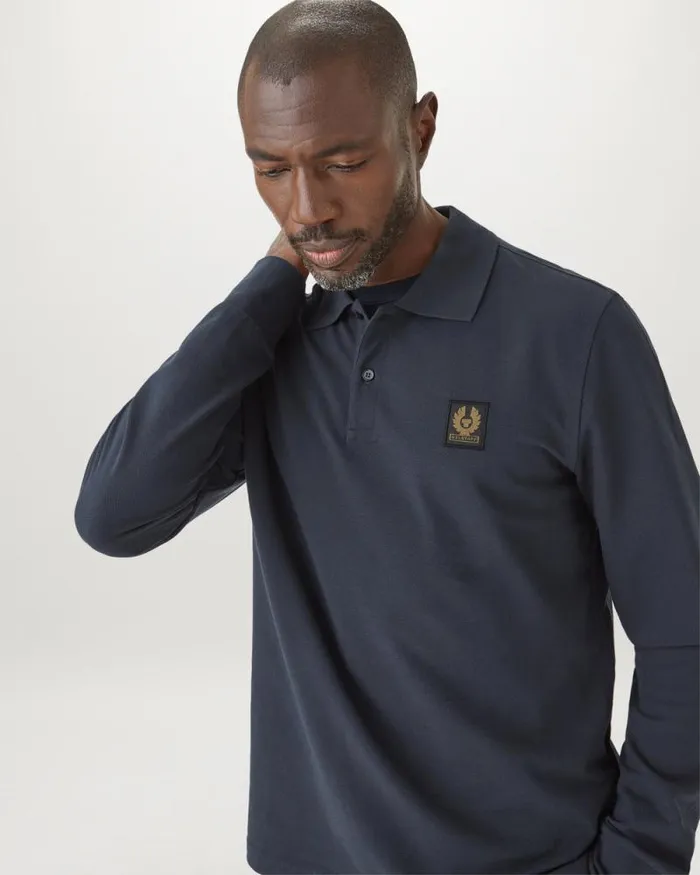 Polo Shirts Men Belstaff Belstaff Long Sleeved Polo Dark Ink Polo Shirts Men Belstaff Belstaff Long Sleeved Polo Dark Ink