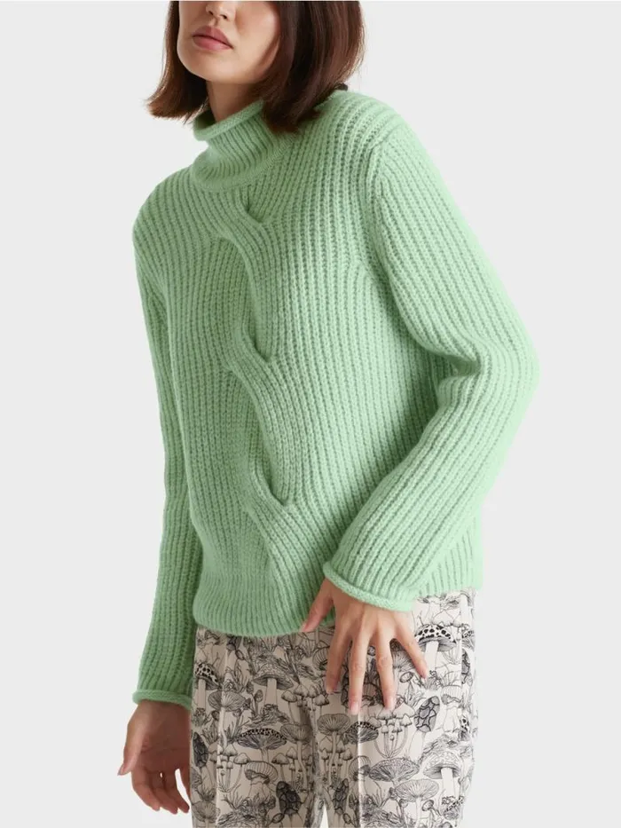Pullover and Sweatshirts Damen Marc Cain Zopfpulli Knitted In Germany Soft Pistachio