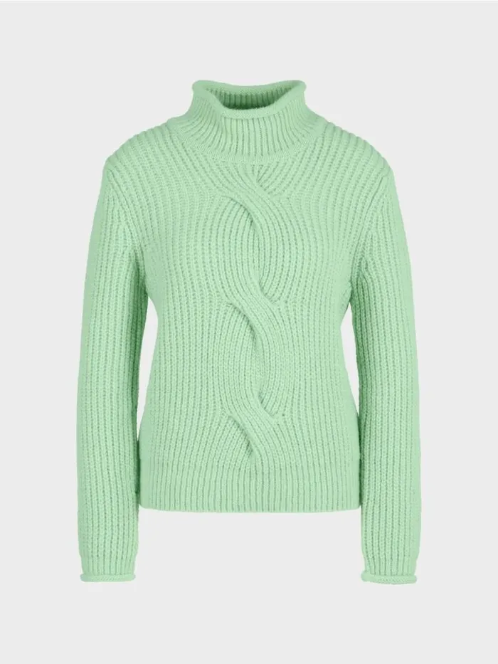 Pullover and Sweatshirts Damen Marc Cain Zopfpulli Knitted In Germany Soft Pistachio