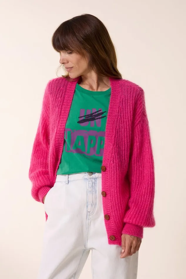 Pulls and Vests Women Leon and Harper Manou Pl Cardigan Pink