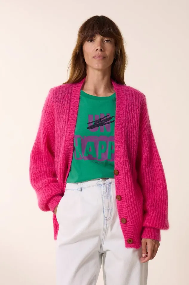 Pulls and Vests Women Leon and Harper Manou Pl Cardigan Pink