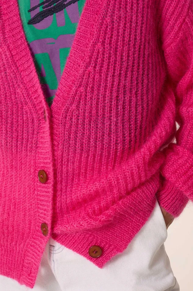 Pulls and Vests Women Leon and Harper Manou Pl Cardigan Pink