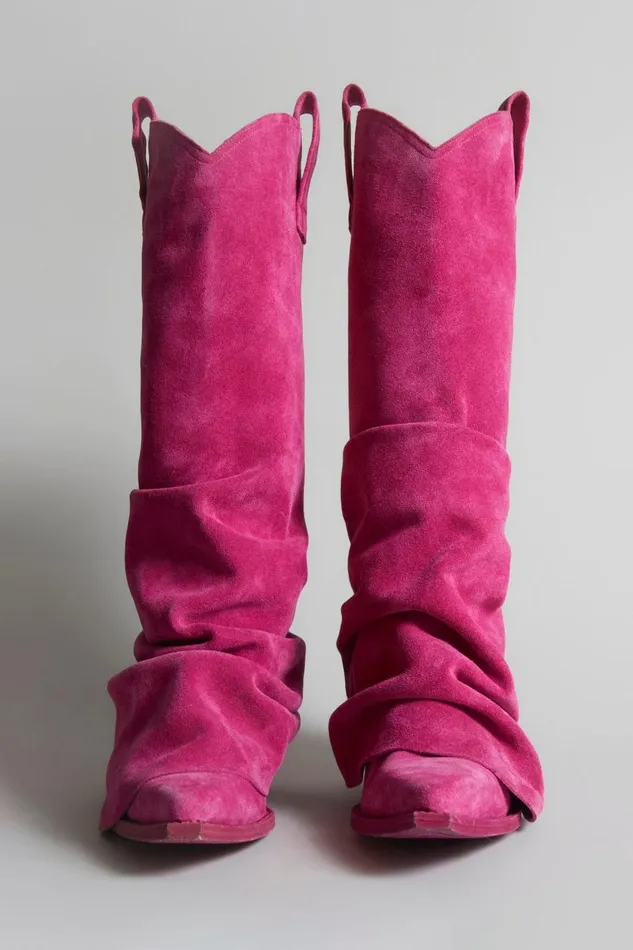 R13 Boots Women MID COWBOY BOOT 8211 PINK SUEDE