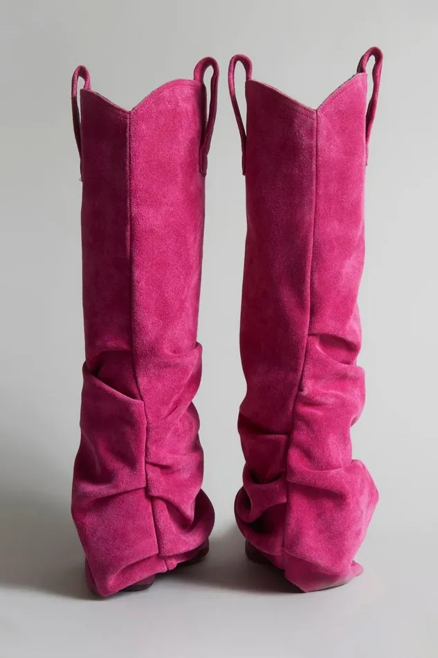 R13 Boots Women MID COWBOY BOOT 8211 PINK SUEDE
